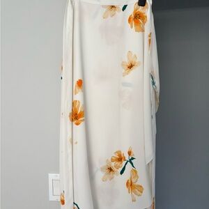Wilfred Cream and Orange Midi Wrap Skirt